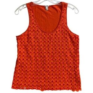 J. Crew Women's‎ Orange Crush Eyelet Dot Lace Sleeveless Tank Top Size S